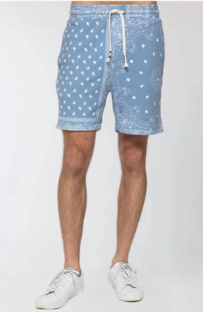 Men's Patchwork Short In Blue mens beach swimwear, quick dry mens swimsuits
