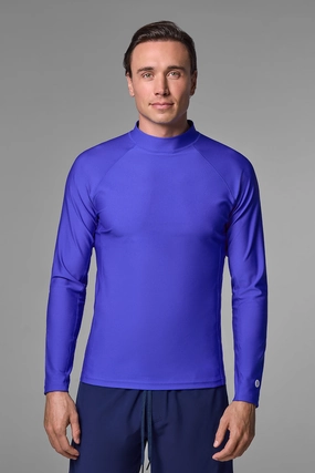 Men's Tulum Long Sleeve Surf Rash Guard | Baja Blue men's full coverage swimwear, casual swimwear for men