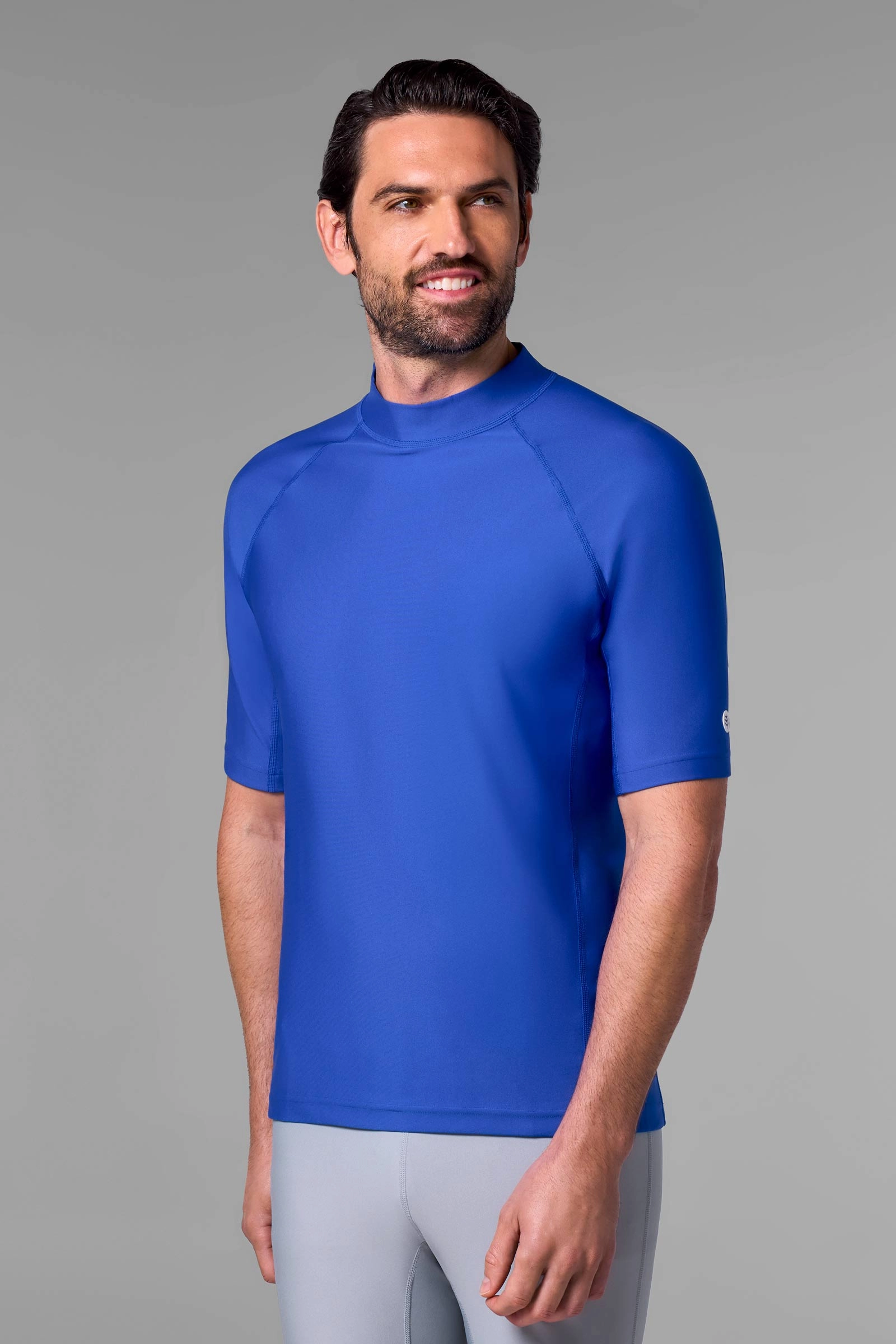 Men's Tulum Short Sleeve Surf Rash Guard  | Baja Blue men's full coverage swimwear, casual swimwear for men
