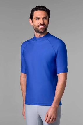 Men's Tulum Short Sleeve Surf Rash Guard  | Baja Blue men's full coverage swimwear, casual swimwear for men