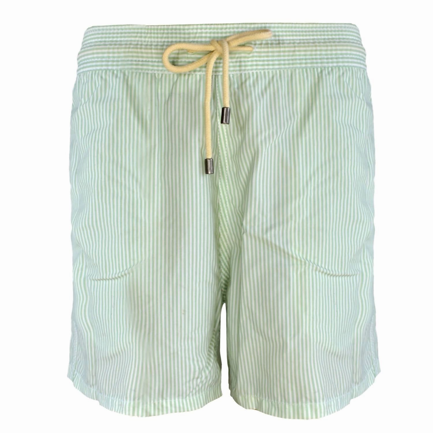 Men The Classic Drawstrings Swim Short Trunks In Aquamarine & White mens beach swimwear, quick dry mens swimsuits
