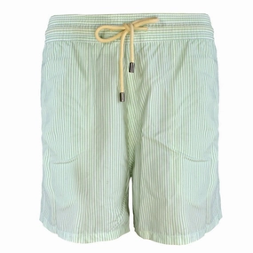 Men The Classic Drawstrings Swim Short Trunks In Aquamarine & White mens beach swimwear, quick dry mens swimsuits