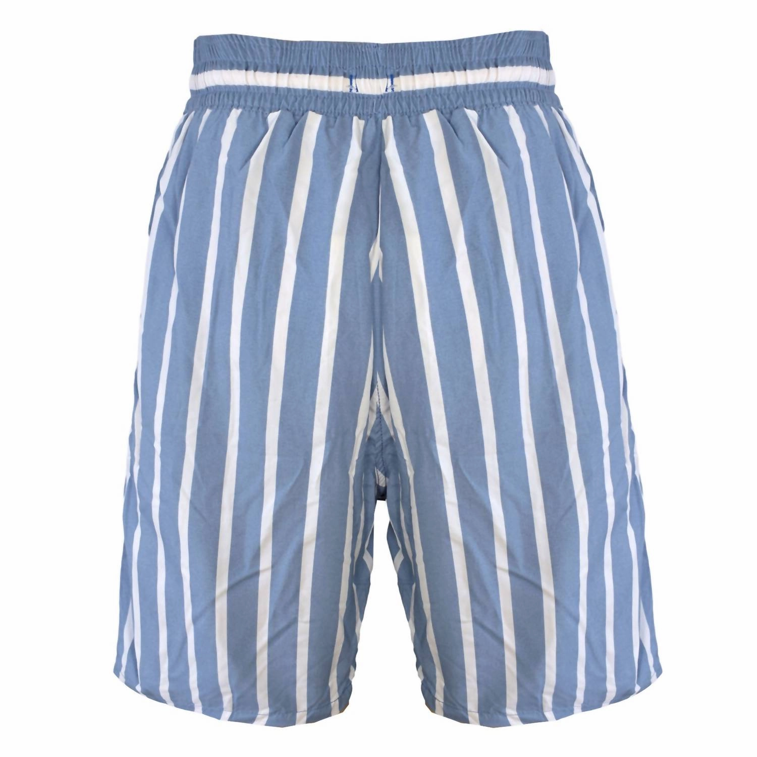 Men The Classic Drawstrings Swim Shorts Trunks In Steel Blue White