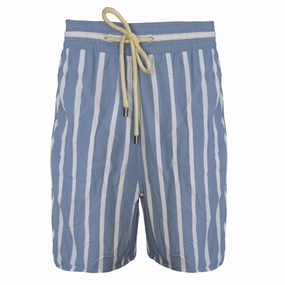 Men The Classic Drawstrings Swim Shorts Trunks In Steel Blue White mens beach swimwear, quick dry mens swimsuits