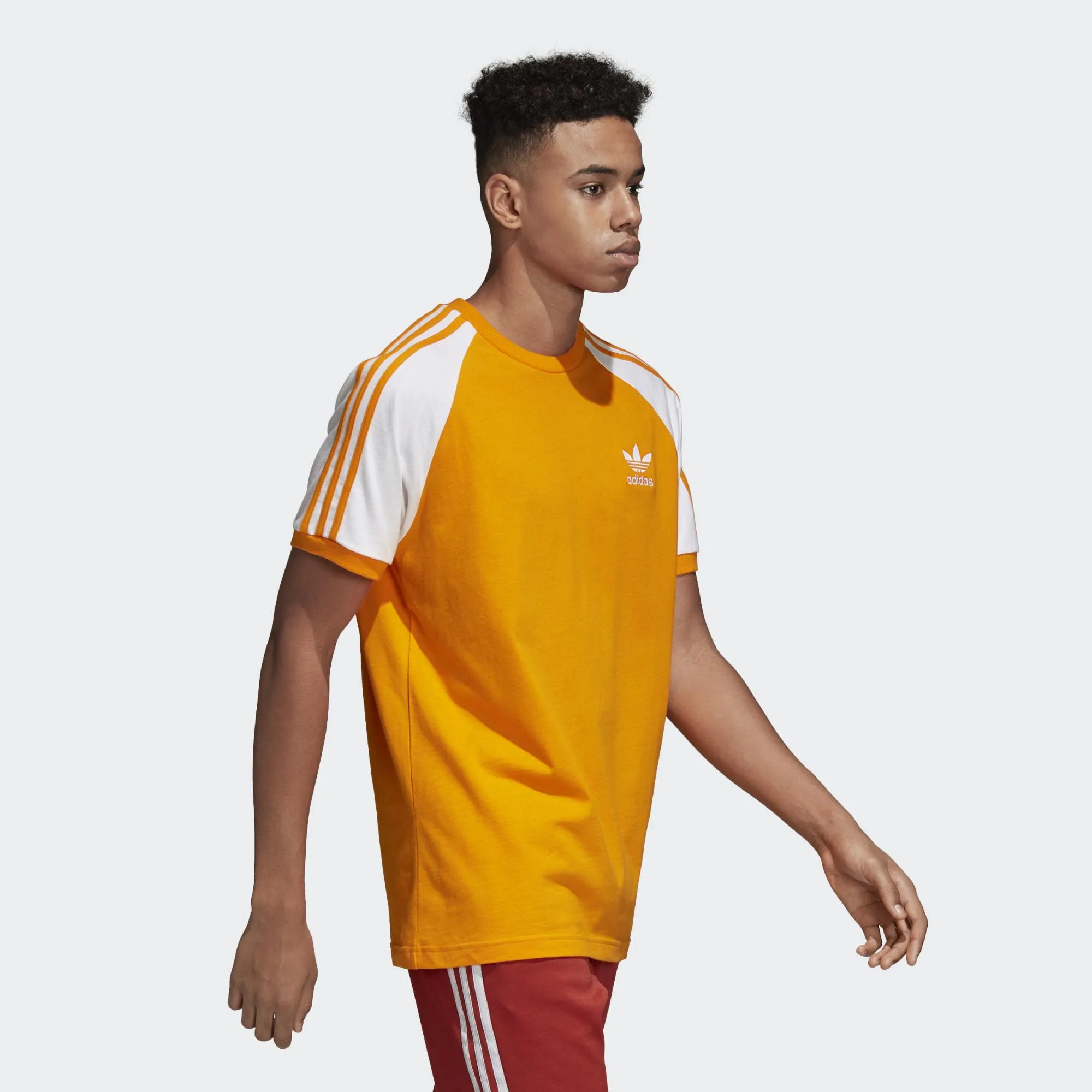 Mens Adidas Originals 3-Stripes Tee Shirt In Bright Orange
