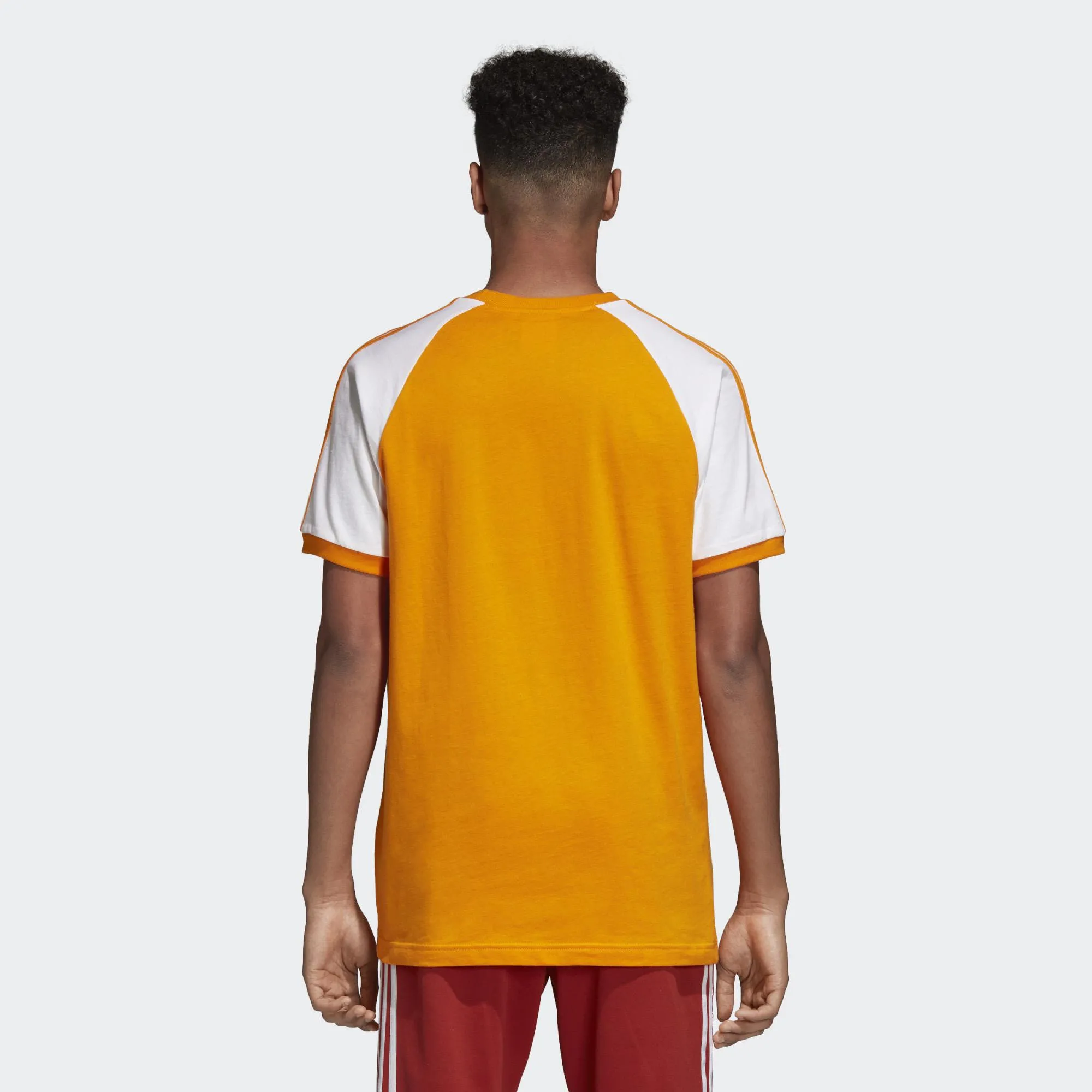 Mens Adidas Originals 3-Stripes Tee Shirt In Bright Orange