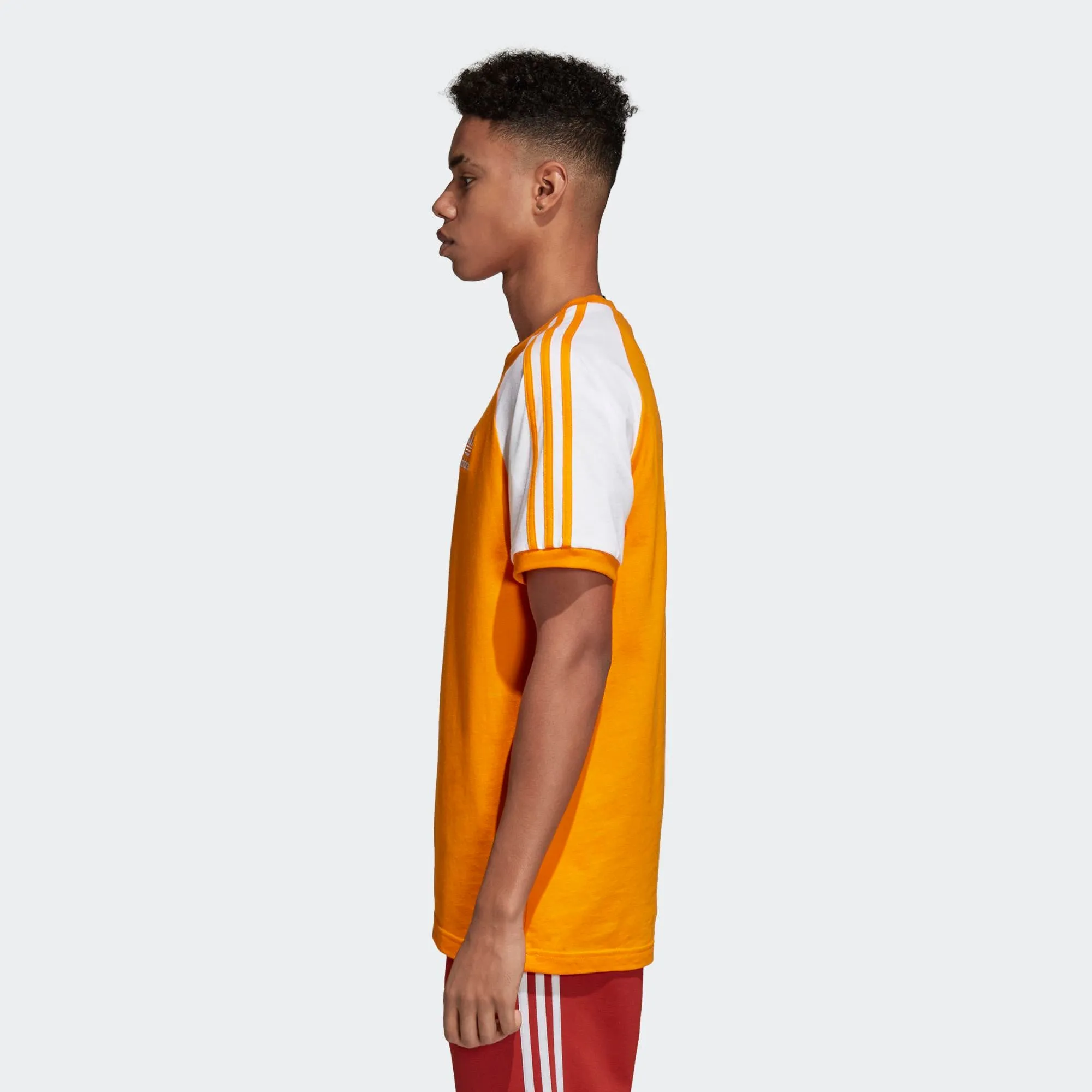 Mens Adidas Originals 3-Stripes Tee Shirt In Bright Orange
