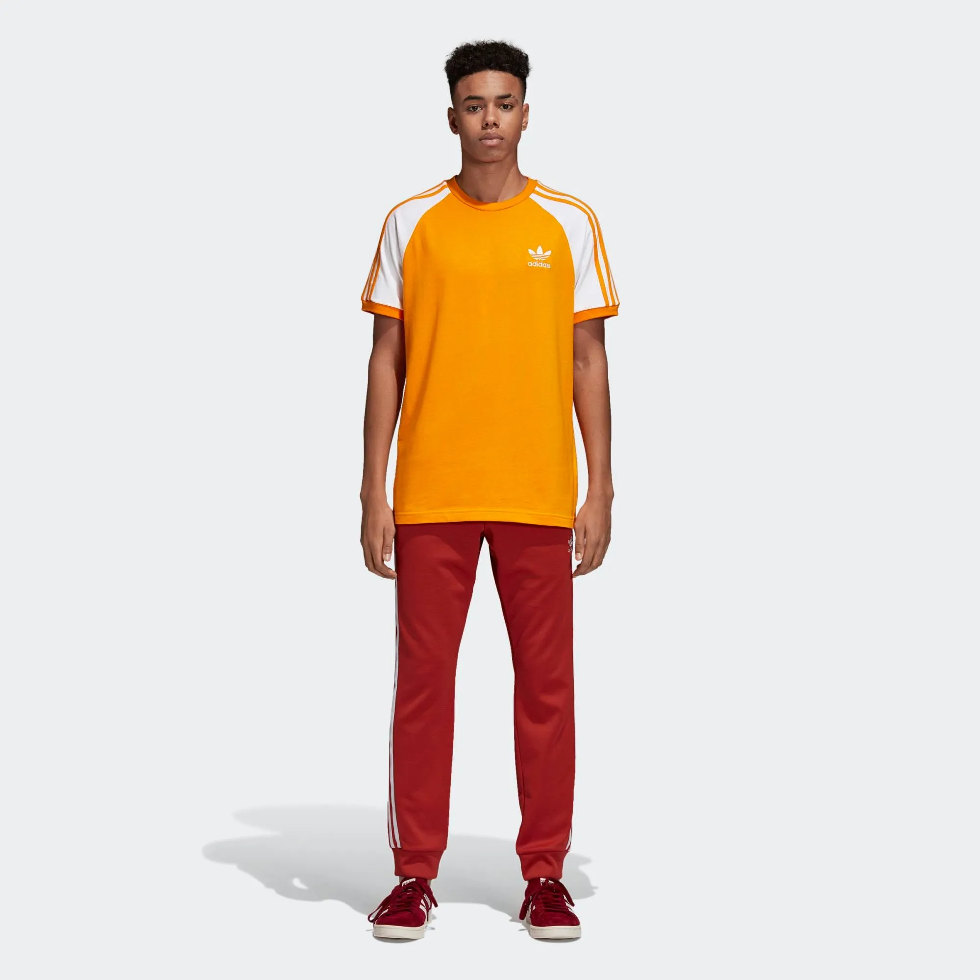 Mens Adidas Originals 3-Stripes Tee Shirt In Bright Orange