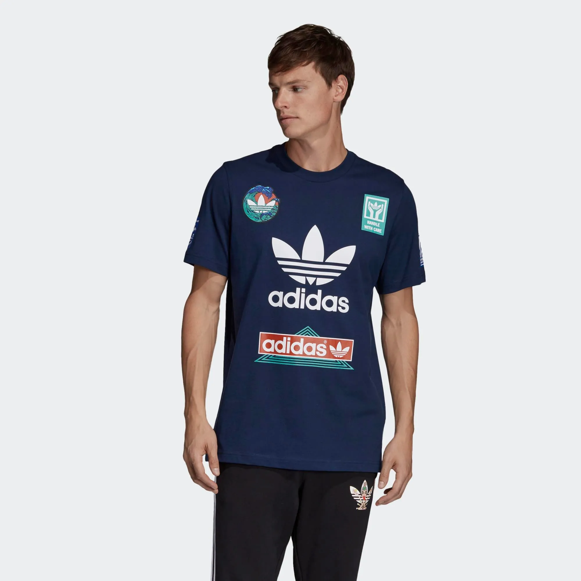 Mens Adidas Originals Race Tee Shirt In Collegiate Navy