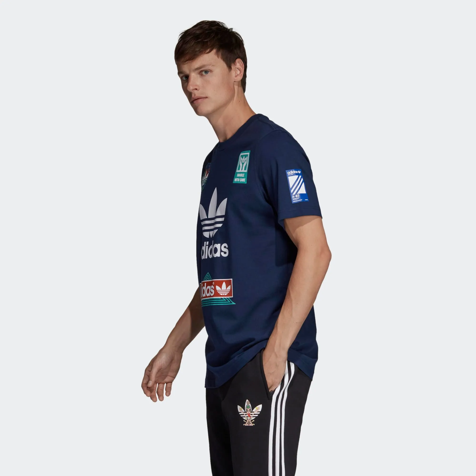 Mens Adidas Originals Race Tee Shirt In Collegiate Navy
