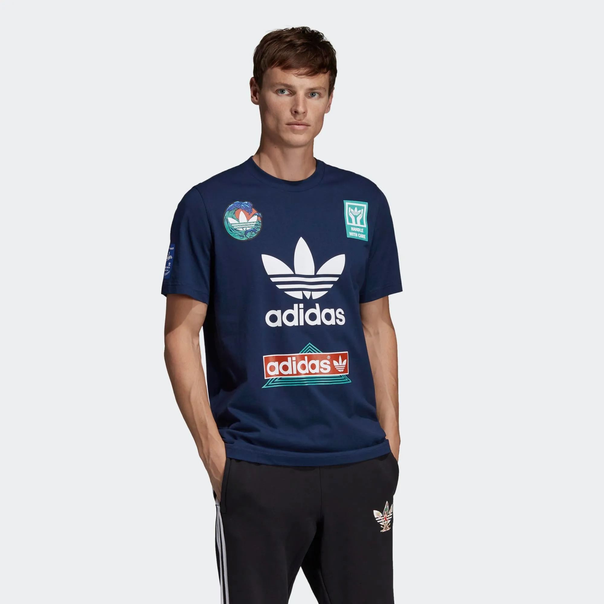 Mens Adidas Originals Race Tee Shirt In Collegiate Navy