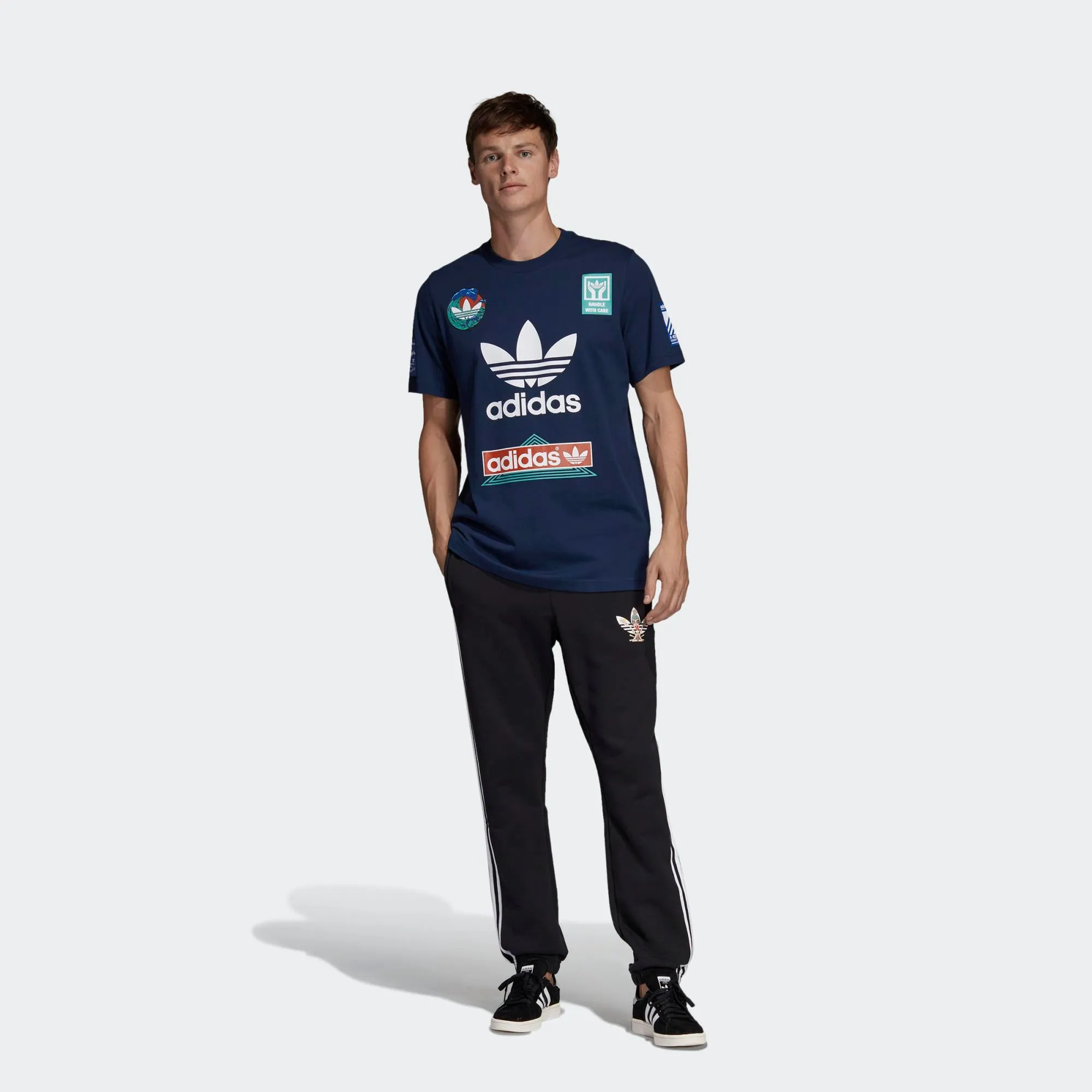 Mens Adidas Originals Race Tee Shirt In Collegiate Navy