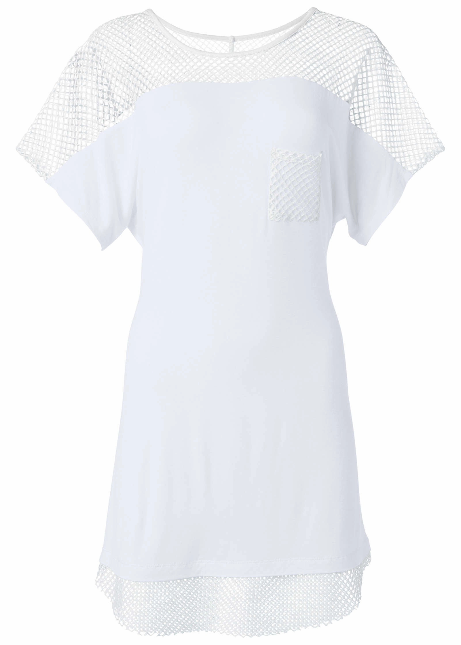 Mesh Trimmed Cover-Up Dress - White