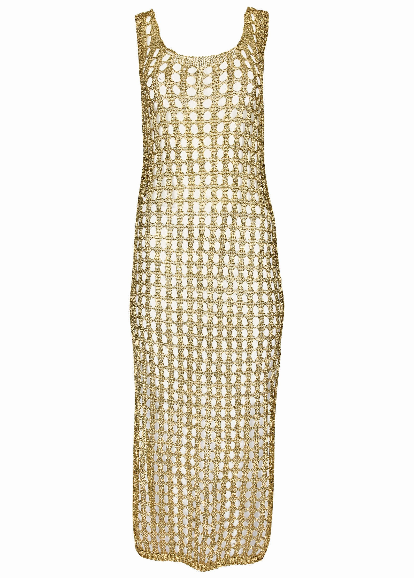 Metallic Crochet Coverup - Glittery Gold