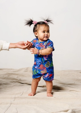 Midnight Jungle | Baby Shorties Rashguard (Unisex) girls full coverage swimwear, kids swimwear for pool
