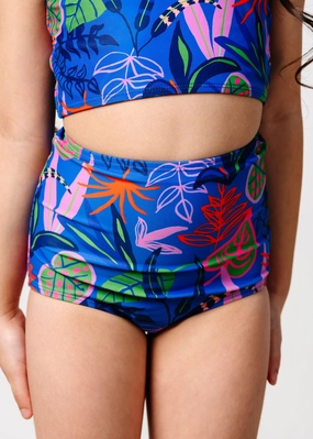 Midnight Jungle | Mini High-Waisted Bottoms cute girls swimsuits, stylish swimwear for girls