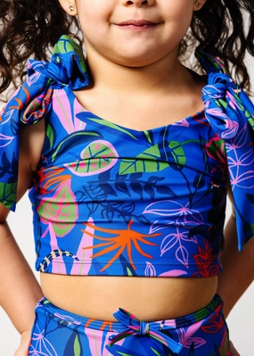 Midnight Jungle | Mini Knot Top cute girls swimsuits, stylish swimwear for girls