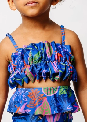 Midnight Jungle | Mini Oversized Ruffle Top cute girls swimsuits, stylish swimwear for girls