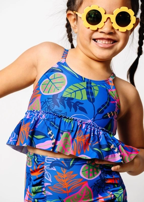 Midnight Jungle | Mini Peplum Top cute girls swimsuits, stylish swimwear for girls