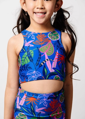 Midnight Jungle | Mini Racer Back Top cute girls swimsuits, stylish swimwear for girls