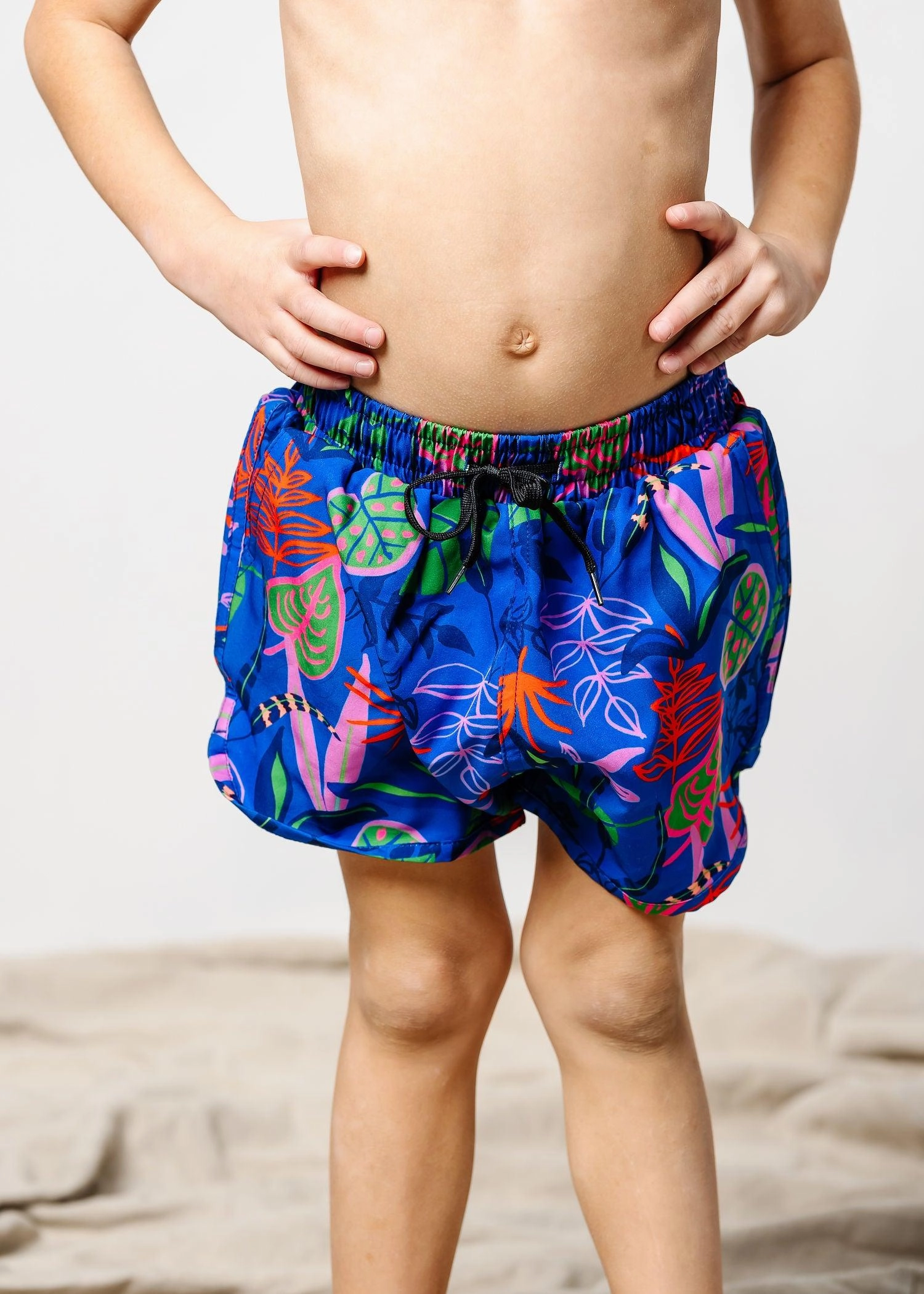 Midnight Jungle | Mini Retro Shorties boys summer swimwear, boys rash guard swim sets