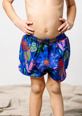 Midnight Jungle | Mini Retro Shorties boys summer swimwear, boys rash guard swim sets