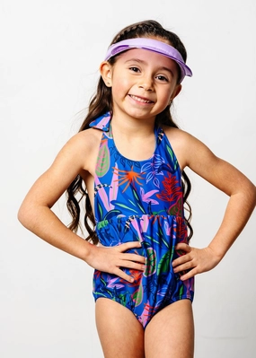 Midnight Jungle | Mini Romper One-Piece cute girls swimsuits, stylish swimwear for girls