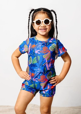 Midnight Jungle | Mini Shorties Rashguard (Unisex) boys summer swimwear, boys rash guard swim sets
