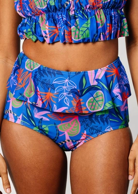 Midnight Jungle | Peplum Bottoms elastic waistband swim bottoms, mix-and-match bikini bottoms