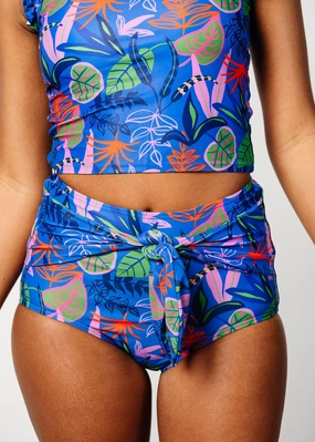 Midnight Jungle | Tie-Up-Front Bottoms elastic waistband swim bottoms, mix-and-match bikini bottoms