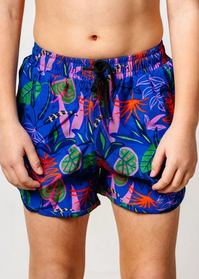 Midnight Jungle | Youth Retro Shorties boys summer swimwear, boys rash guard swim sets