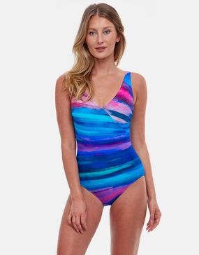 Midnight Light Surplice Swimsuit - Multi pool-ready swimwear for women, trendy swimwear collection