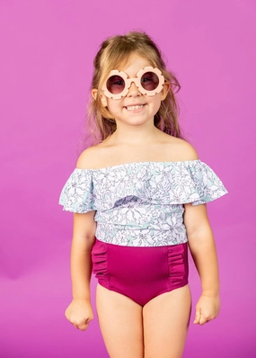 Mint Flowers | Mini Ruffled Around Top cute girls swimsuits, stylish swimwear for girls