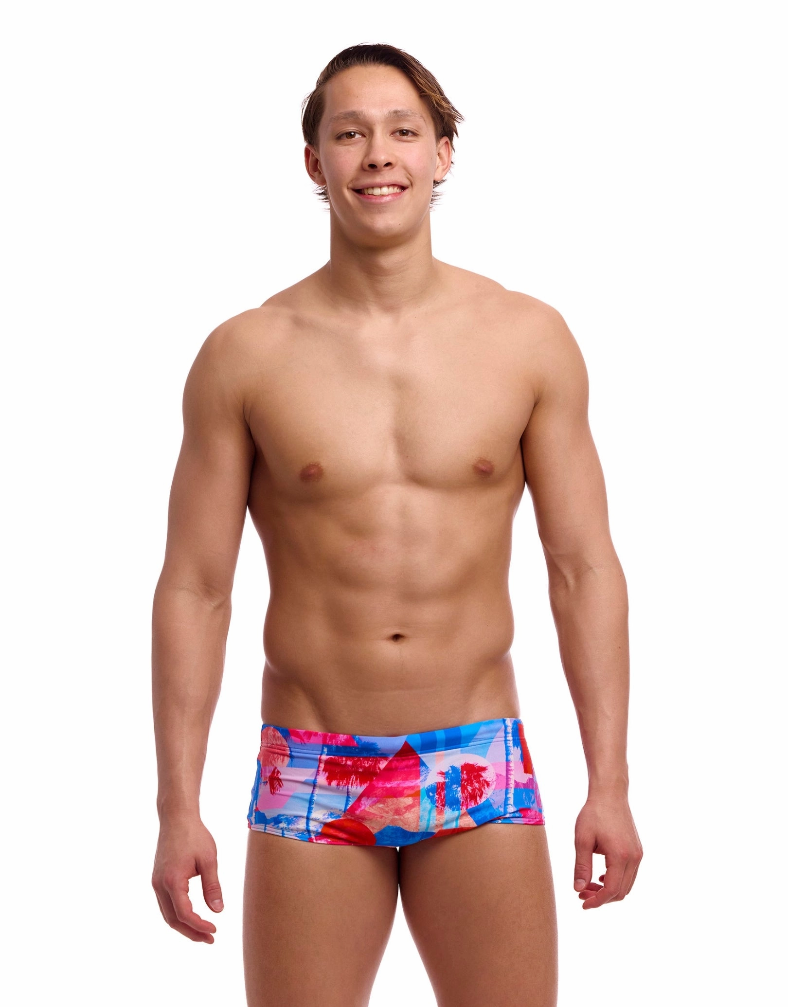 Miss Adventure Sidewinder Swim Trunks - Blue/Red funky trunks swim shorts, mens funky trunks swimwear
