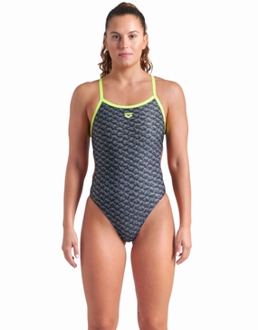 Monogram Challenge Back Swimsuit - Black/Lime arena swimwear for men, arena competitive swimsuits