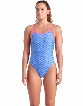 Monogram Challenge Back Swimsuit - Blue/Shocking Pink arena swimwear for men, arena competitive swimsuits