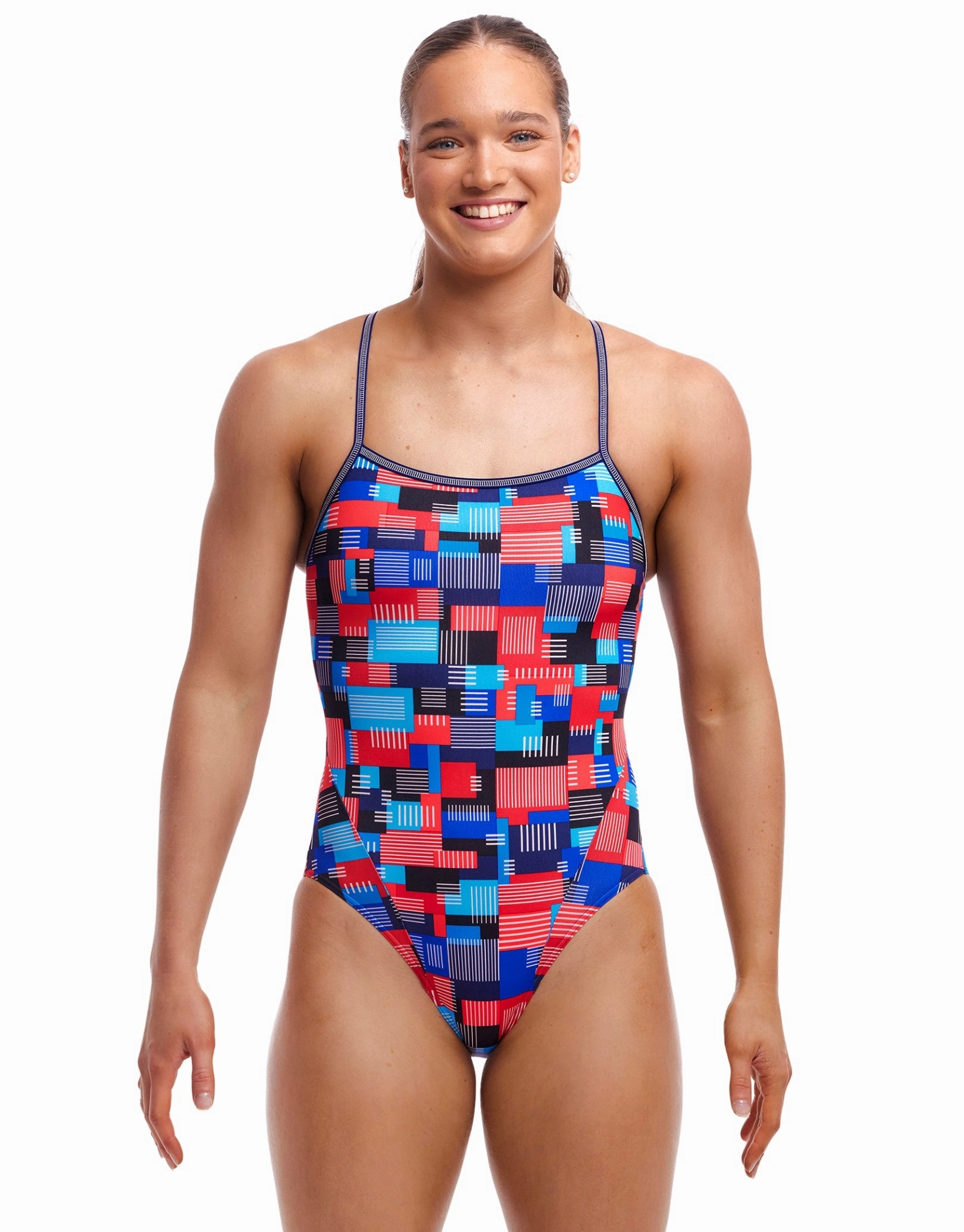 Motherboard Single Strap Swimsuit - Blue/Multi funkita womens swimsuits, funkita colorful swimwear