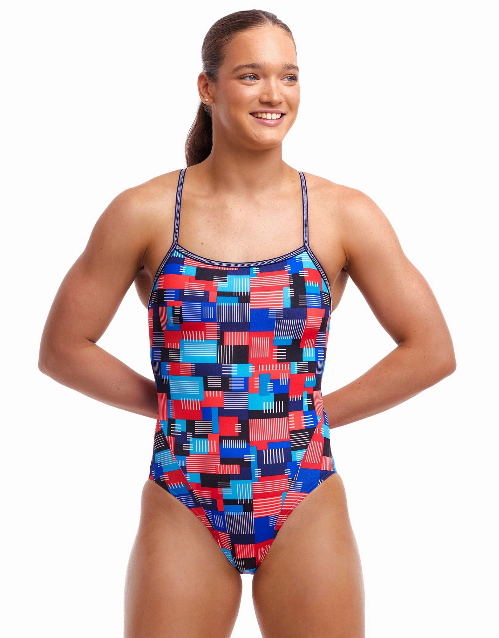 Motherboard Single Strap Swimsuit - Blue/Multi