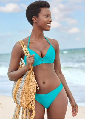 My Favorite Bra Top - Aqua Reef plain swimwear women, minimalist swimsuits