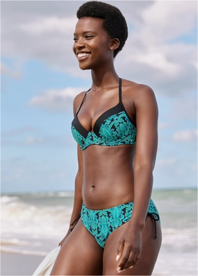 My Favorite Bra Top - Evening Paisley supportive swim tops, printed bikini tops