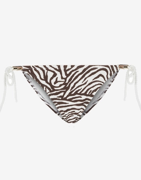 Namibia Rope Tie Side Pant - Brown/White swim shorts for women, stretch fit swim bottoms