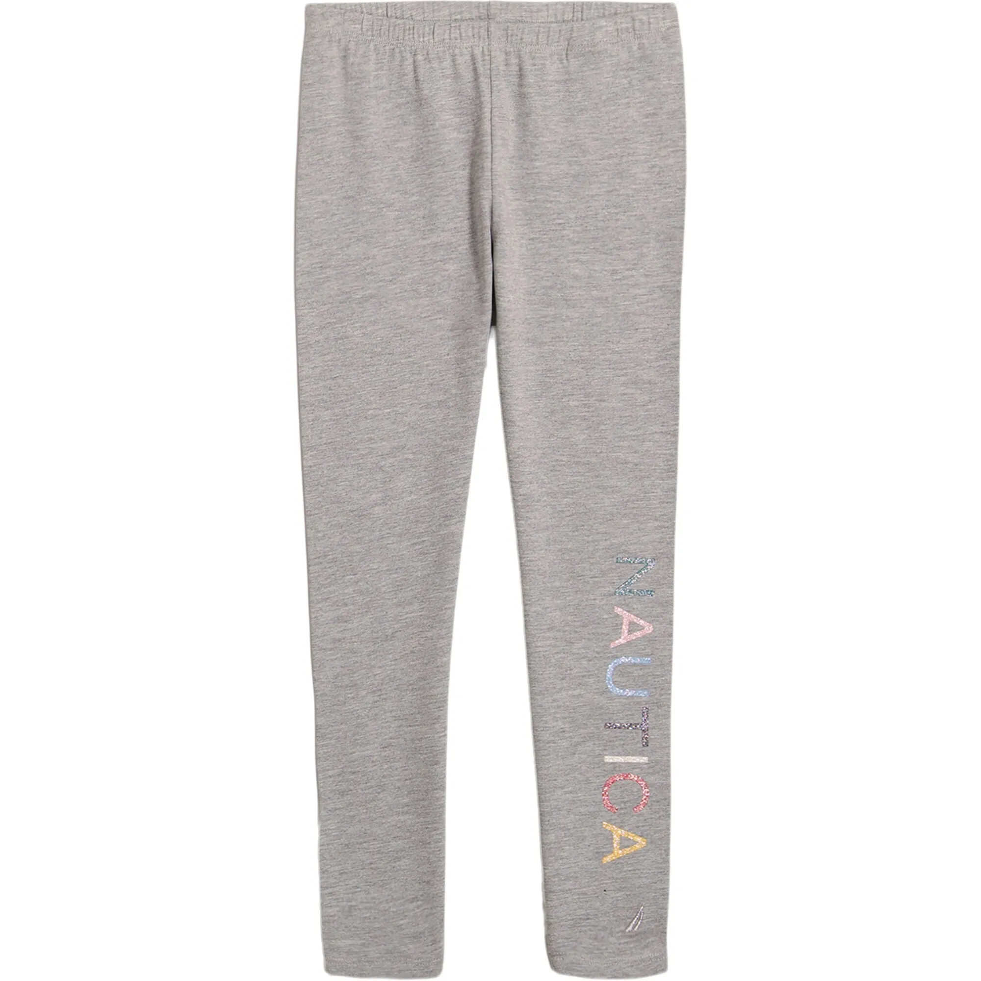 Nautica Girls' Glitter Logo Legging (7-16) Grey Heather Nautica