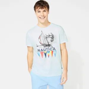 Nautica Men's Big & Tall Nautica Flag Print T-Shirt Aquabreeze Nautica