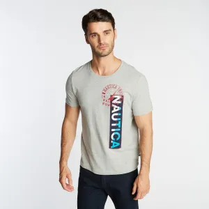 Nautica Men's Big & Tall Vertical Graphic T-Shirt Grey Heather Nautica