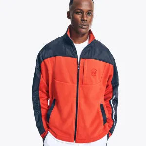Nautica Men's Competition Sustainably Crafted Mixed Media Full-Zip Jacket Tomales Red Nautica
