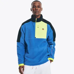 Nautica Men's Competition Sustainably Crafted Mixed Media Half-Zip Jacket Bright Cobalt Nautica