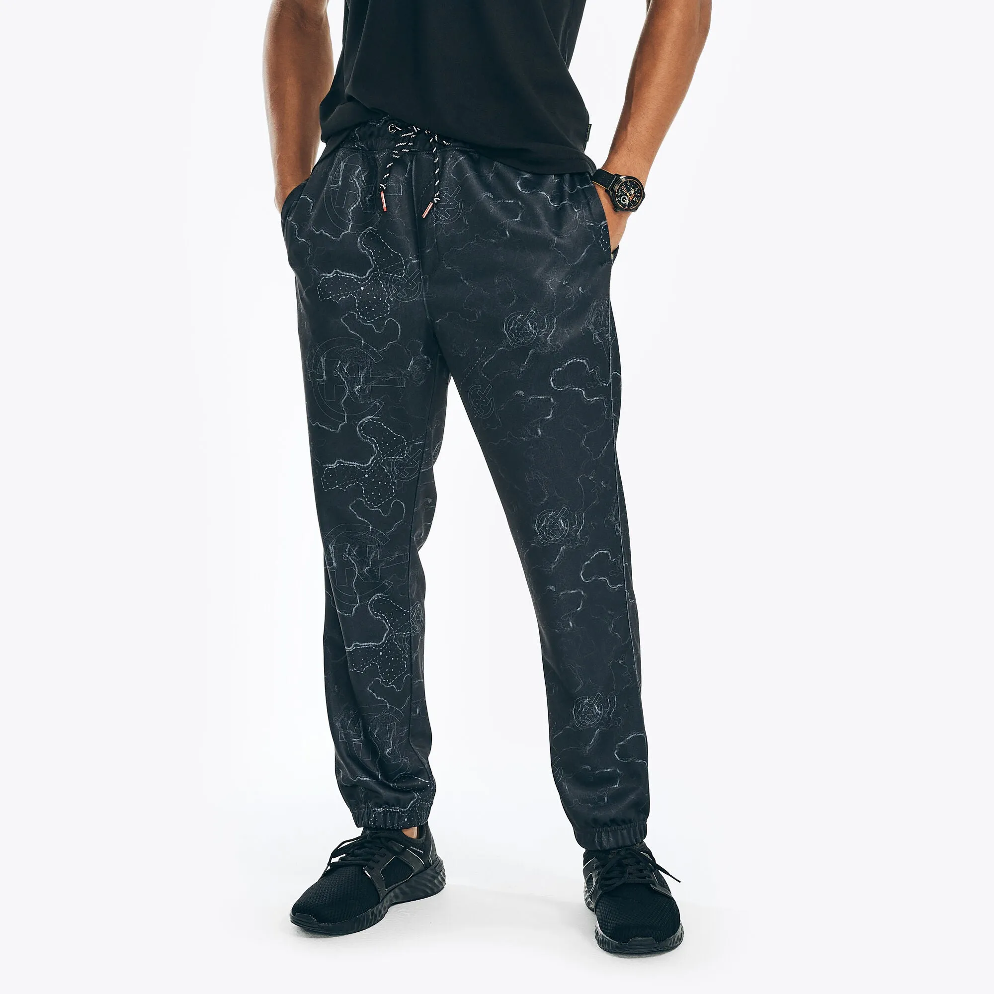 Nautica Men's Competition Sustainably Crafted Printed Jogger True Black Nautica