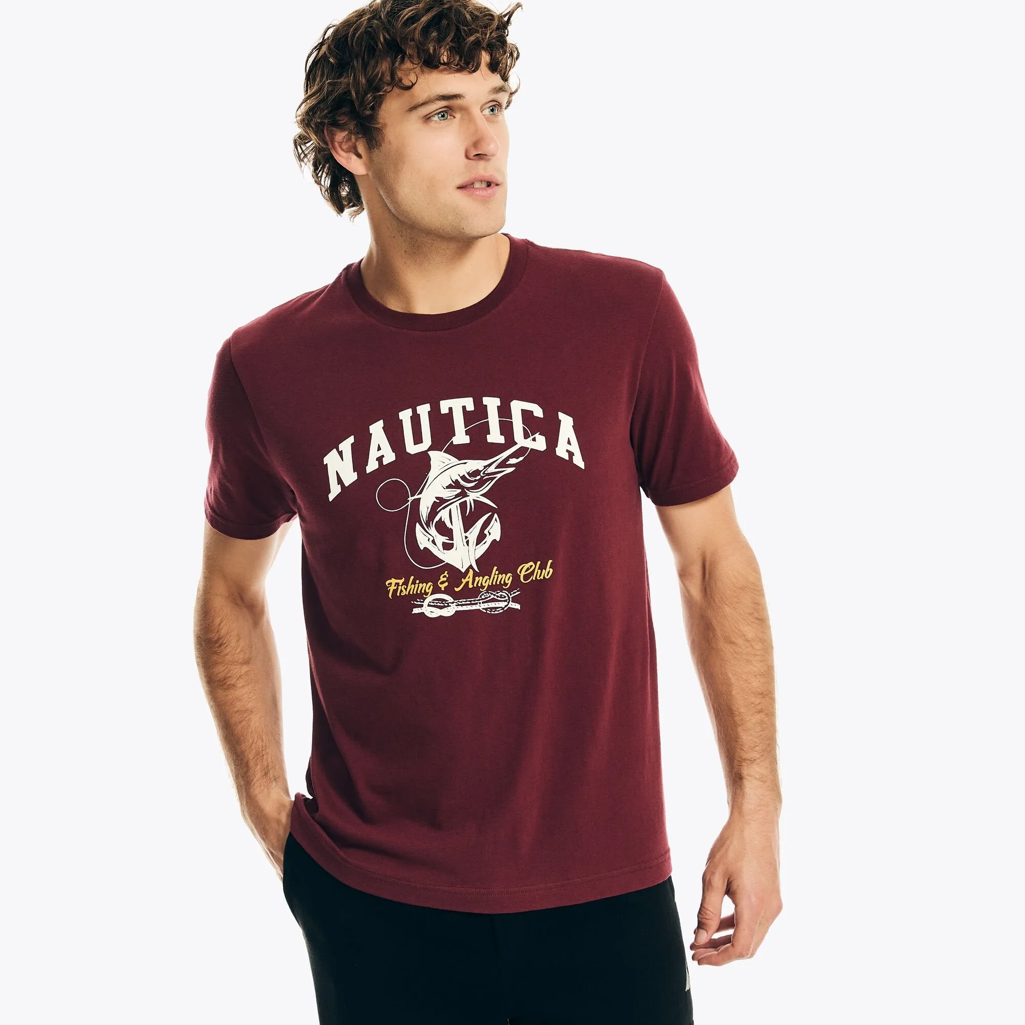 Nautica Men's Fishing Graphic Sleep T-Shirt Zinfandel Nautica