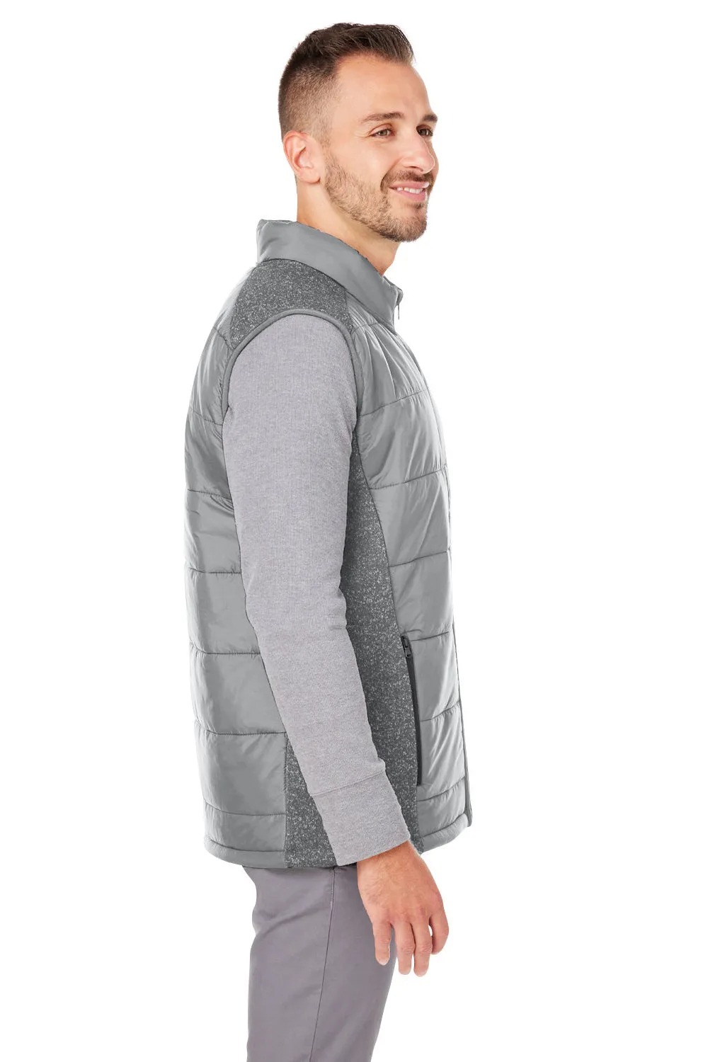 Nautica Mens Harbor Water Resistant Full Zip Puffer Vest - Graphite Grey/Heather Graphite Grey