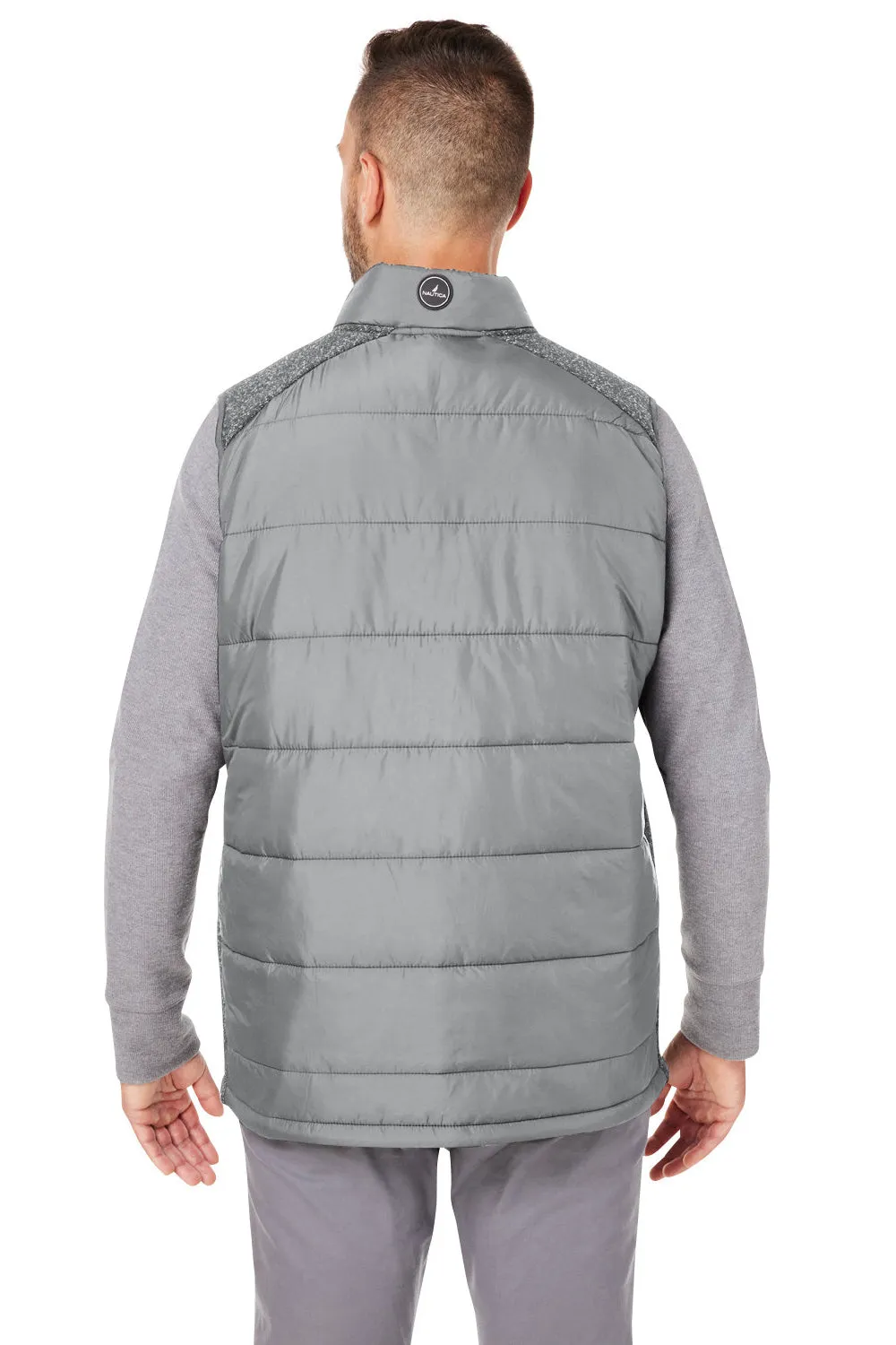Nautica Mens Harbor Water Resistant Full Zip Puffer Vest - Graphite Grey/Heather Graphite Grey